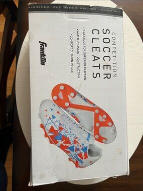 Franklin Kids' White Soccer Cleats with Orange & Blue Accents